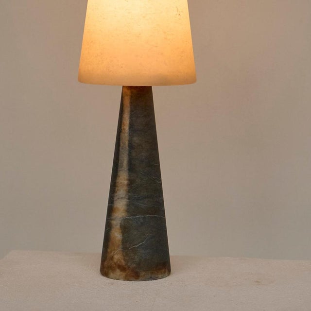 Vintage Table Lamp in Dark and White Alabaster, 1980s For Sale - Image 11 of 13