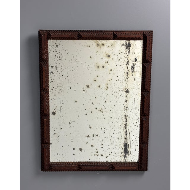 Antique Tramp Art Folk Art Distressed Mirror, Belgium, 1900s, 1890s For Sale - Image 16 of 18