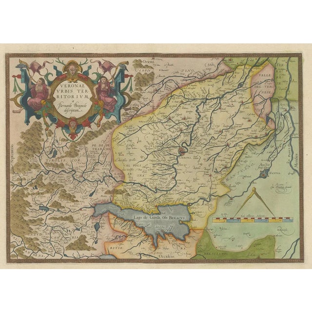 Antique Map of the Region of Verona Italy by Ortelius, 1584 For Sale