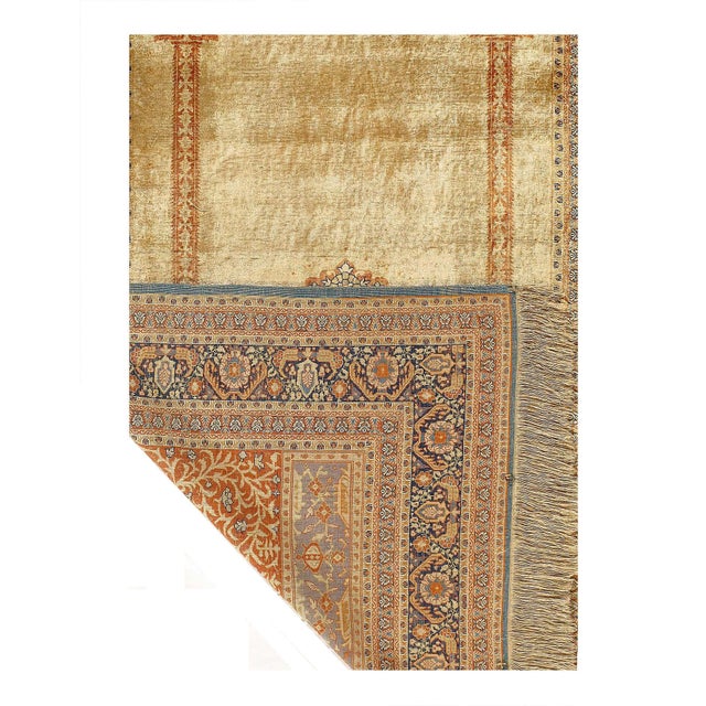 Ivory Pasargad DC Antique Handmade Pure Silk Tabriz Rug For Sale - Image 8 of 8