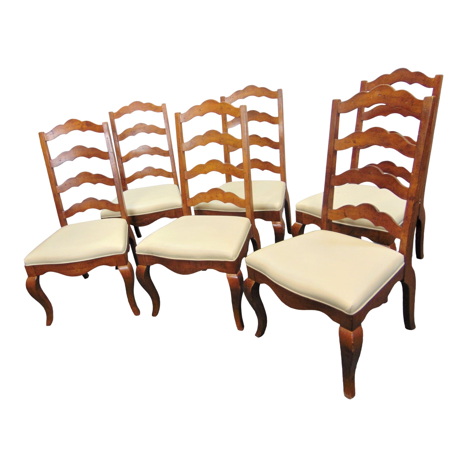Country French Style Maple Ladderback Style Dining Chairs Set Of 6 Chairish