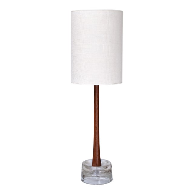 Table Lamp in Wood and Glass from Tranås Stilarmatur, Sweden, 1960s For Sale