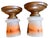 1920 Reverse Painted Asian Motif Flushmount Fixtures on Old Painted Brass Holders - a pair For Sale - Image 4 of 6