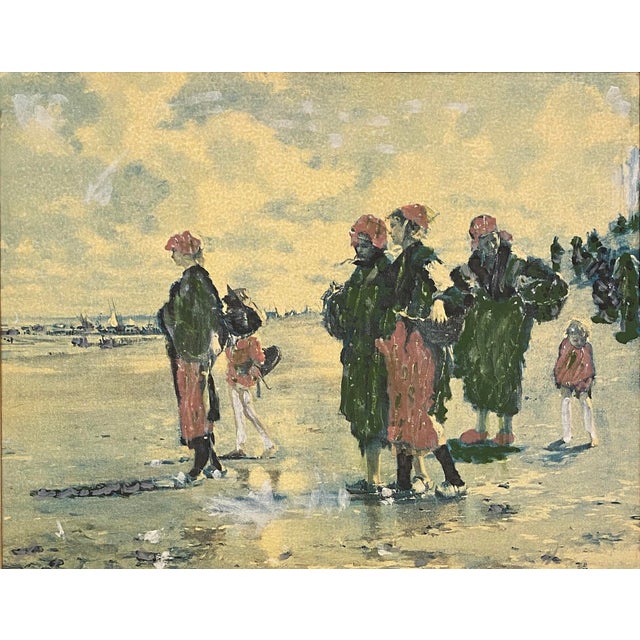Impressionist Revival Beach Scene Painting, Mid-Century, in the Manner of Pierre-Auguste Renoir, Greynolds Estate...