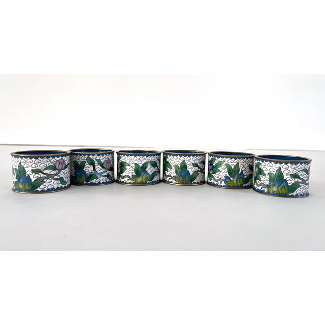 Vintage Cloisonné Napkin Rings, Set 6 For Sale - Image 4 of 10
