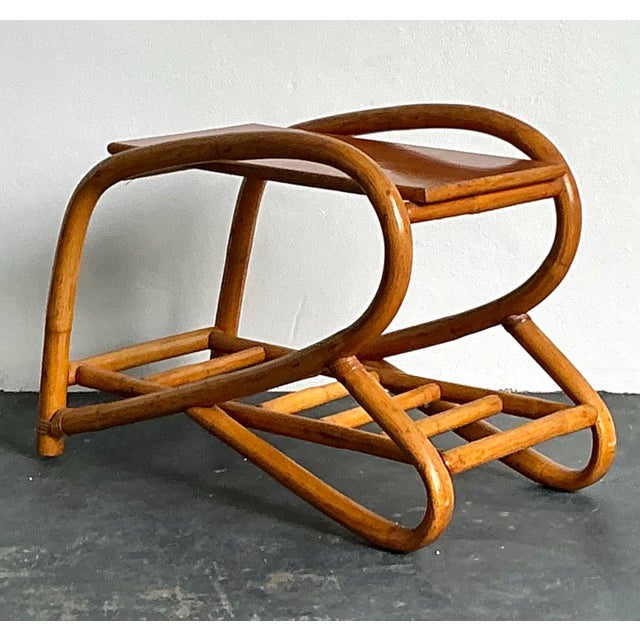 Tan Vintage 1950s Bent Rattan Side Table For Sale - Image 8 of 12