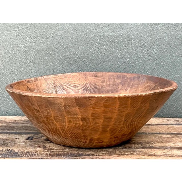 Wood Vintage Monumental Rustic Carved Wood Bowl For Sale - Image 7 of 12