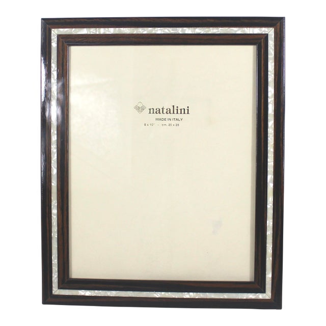 8”x10” Natalini Italian Mother of Pearl Exotic Wood Picture Frame Large Photo, Table Top Easel Inlaid Vertical Horizontal Photograph For Sale