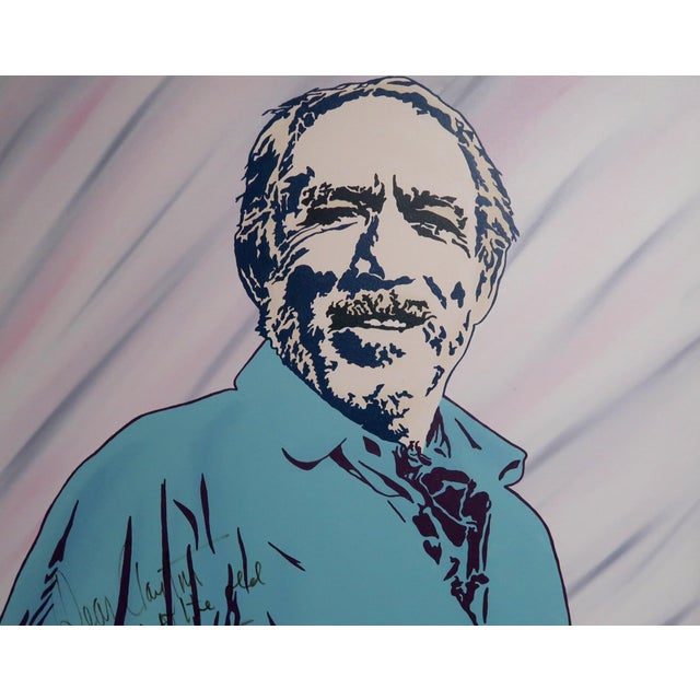 Blue "Anthony Quinn - Zorba" Portrait by Clayton LeFevre (American 1921-2012) -"The Artist of the Stars!" Huge 3 Feet by 3 Feet From His Coveted "100 Club" For Sale - Image 8 of 12