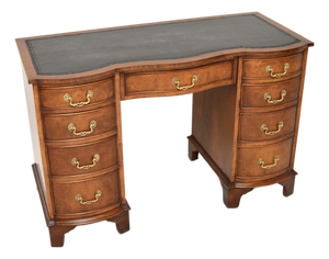 Burr Walnut and Leather Top Pedestal Desk, 1930s