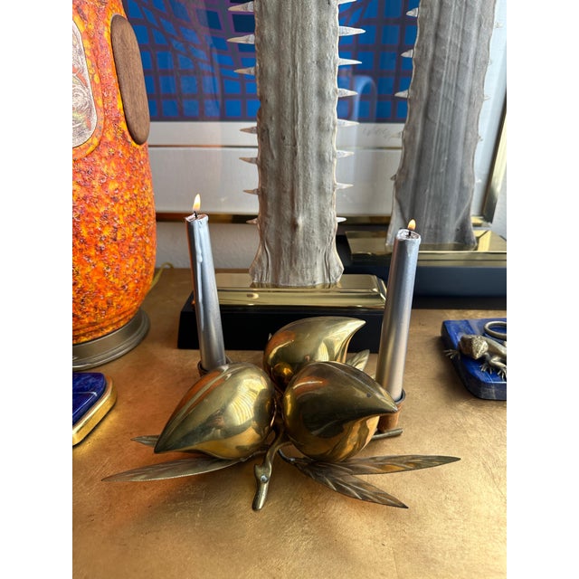 1970s 1970s Decorative Brass Lemons Candle Holder or Paperweight For Sale - Image 5 of 12