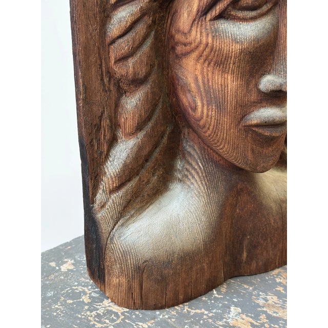 Vintage Expressive Hand-Carved Bust, Circa 1970s For Sale - Image 14 of 16
