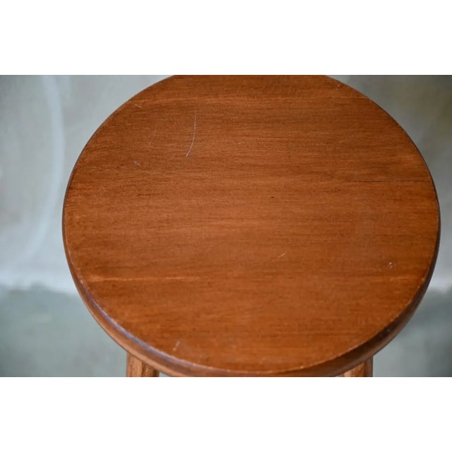 Wood Mid-Century Stool in Chic Country Wood For Sale - Image 7 of 9