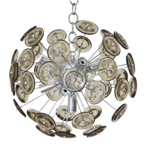 Vintage Sputnik Chandelier With Smoky Glass on Chrome Frame by Cristal Arte