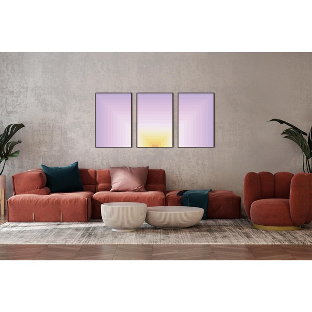 Printmaking Materials Abstract Geometric Triptych, Color Field Infinite Dawn, Pastel Tones Limited Edition Giclée, 2026 For Sale - Image 7 of 11