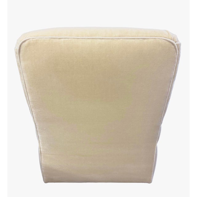 Pair of Custom Cream Mohair Slipper Lounge Chairs by Danny Cannon Custom Upholstery For Sale - Image 4 of 5