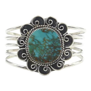 Late 20th Century Kay Johnson Southwest Turquoise Sterling Silver Cuff Bracelet
