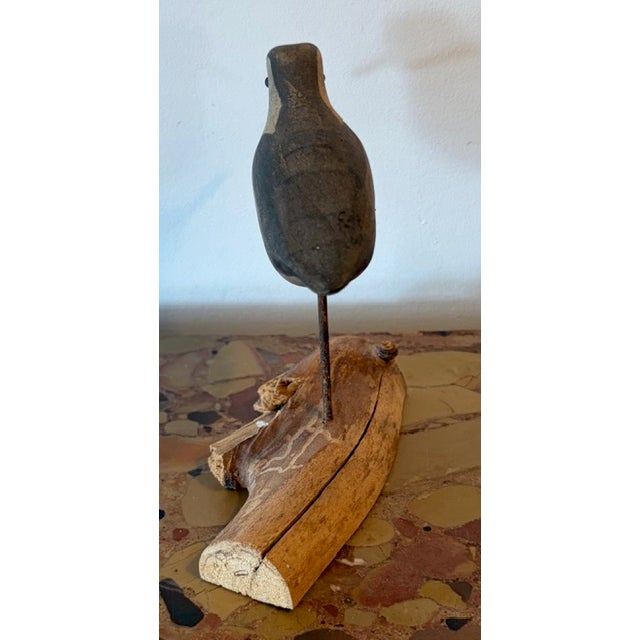 Mid 20th Century Vintage Hand Carved and Painted Wooden Shorebird, Folk Art, Signed Wek For Sale - Image 5 of 7