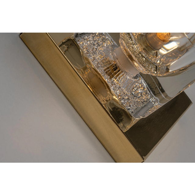 Petite Crystal Glass & Brass Wall Sconce from Peill & Putzler, Germany, 1970s For Sale - Image 9 of 10