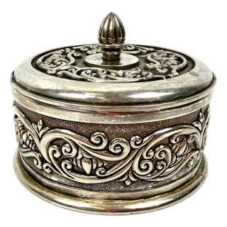 Vintage Silver Plate Brass Jewelry Box, 1950s For Sale