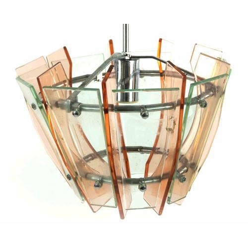 Vintage Pink and Green Art Glass Chandelier, Italy, 1970s For Sale - Image 4 of 5