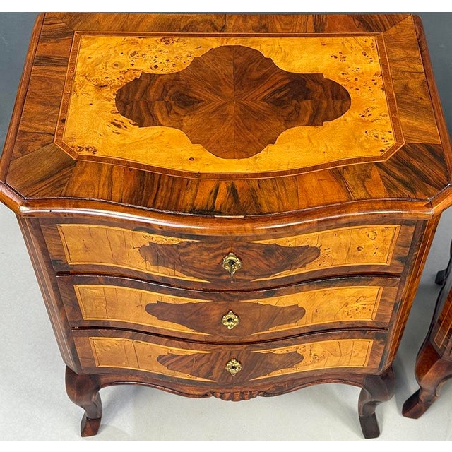 1910s Antique Neo-Baroque Bedside Tables with Inlays, 1910s, Set of 2 For Sale - Image 5 of 9