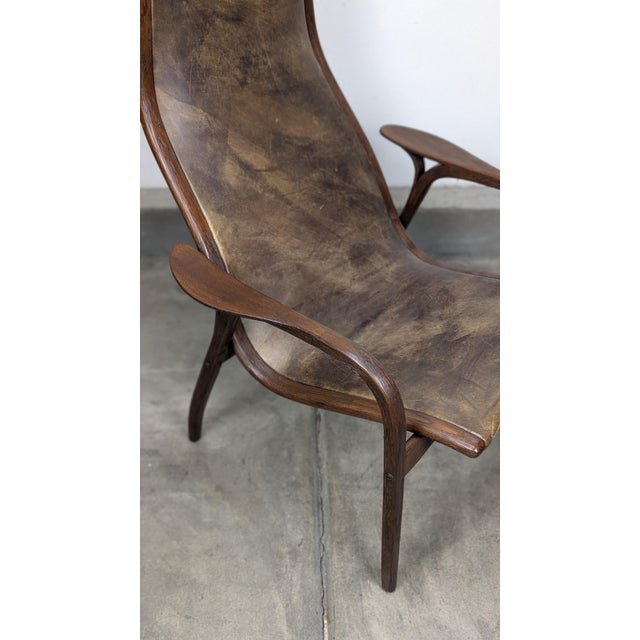 Brown Mid Century Modern Leather Lamino Lounge Chair Attributed to Yngve Ekström for Swedese, c.1970s For Sale - Image 8 of 12