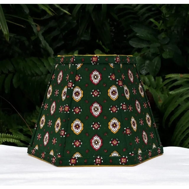 Green Foulard French Country Lampshade Small Clip on Hexagon Handmade For Sale - Image 12 of 12