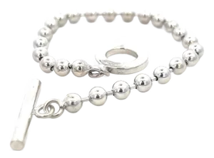 Gucci Estate Toggle Bracelet Size 8 Sterling Silver 8 mm Beads