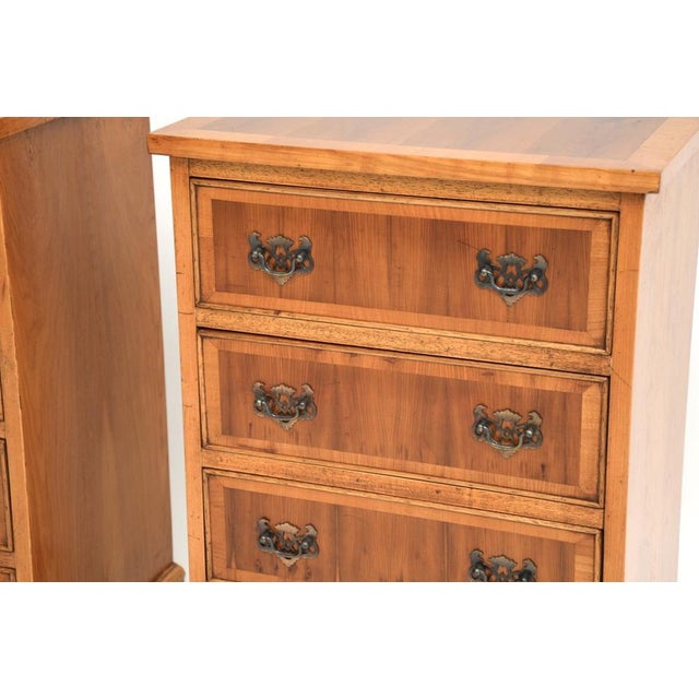 Antique Georgian Yew Wood Bedside Chests, 1950s, Set of 2 For Sale - Image 9 of 11
