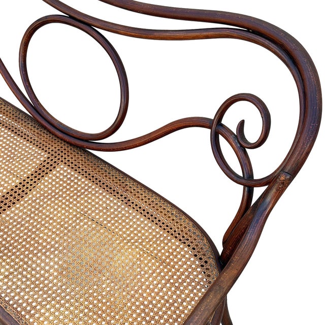 Late 19th Century Vienna Secession Bentwood & Caine No. 08 Settee Bench Attributed to Jacob & Josef Kohn For Sale - Image 4 of 8