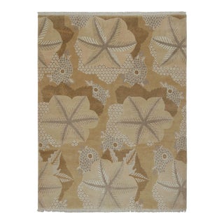 Rug & Kilim’s “Clouds” Modern Rug Design in Beige-Brown With Floral Medallions For Sale