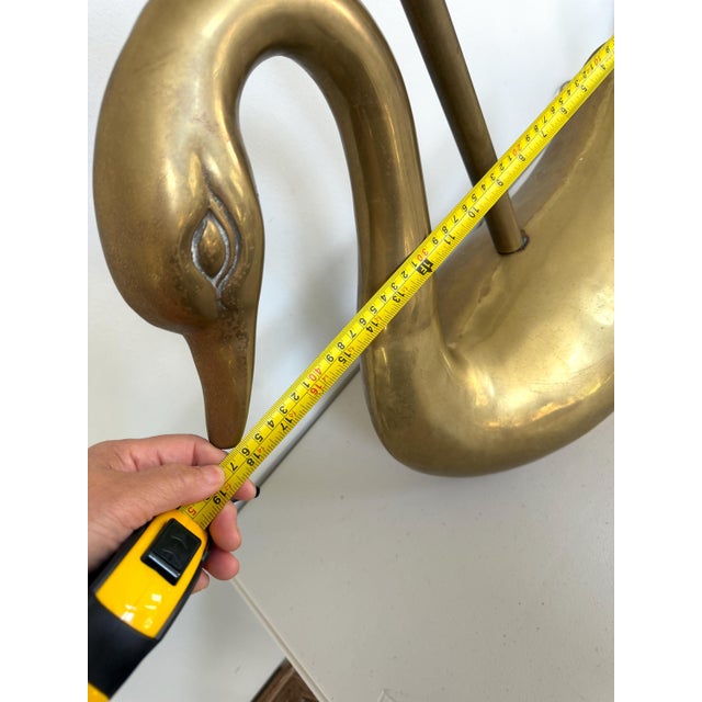 Vintage Hollywood Regency Cast Brass Swan Table Lamp Mid-Century Sculpture For Sale - Image 16 of 18