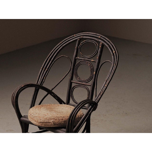 Antique French Folk-Art Hazel Branch Armchair, 1890s For Sale - Image 11 of 18
