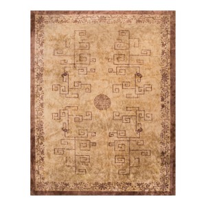 Eminent Camel Color With Great Geometric Antique Chinese Peking Rug