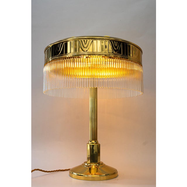 Large Art Deco Table Lamp with Opaline Glass and Glass Sticks, Vienna, 1920s For Sale - Image 13 of 18