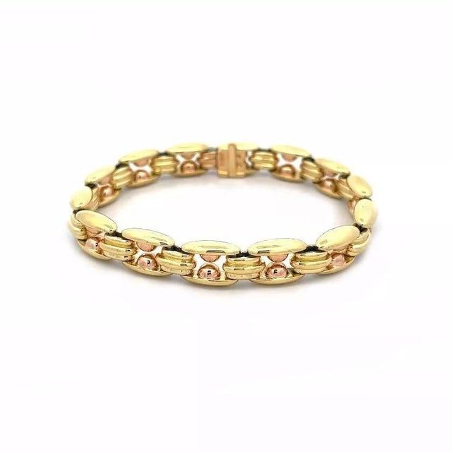 Bulgari Bvlgari 18k Yellow Rose Gold Bracelet Open Bar Bead Links For Sale - Image 4 of 7