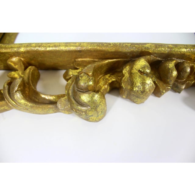 Gold Vintage Italian Gilded Rococo Mirror, Gold Gilt Ornate Wall Mirror, Two Available For Sale - Image 8 of 11