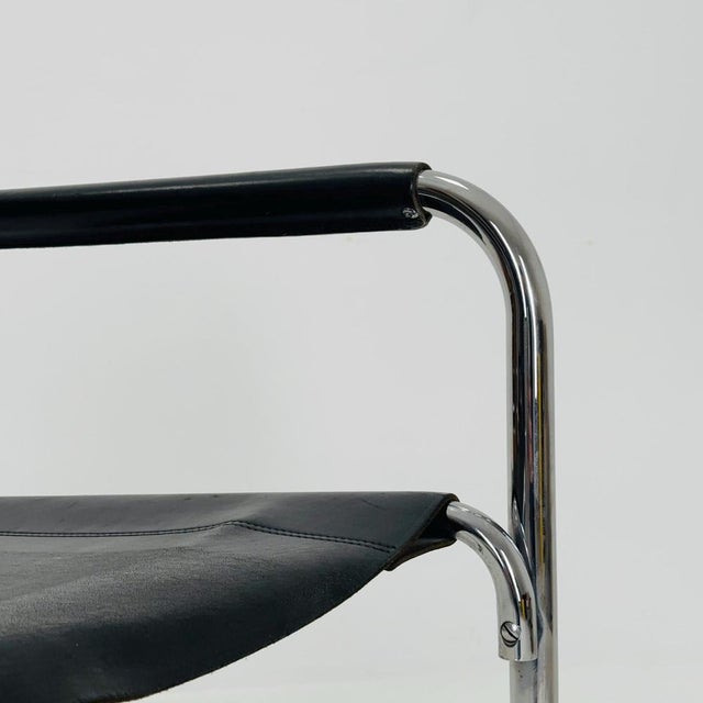 Mart Stam Vintage S34 Cantilever Chair in Black Leather by Mart Stam for Thonet, 1980s For Sale - Image 4 of 11