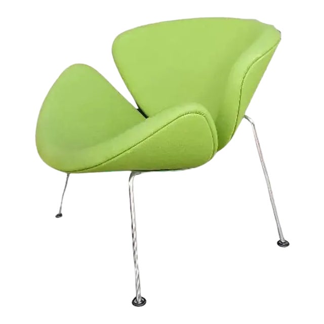1990s Vintage Authentic Pierre Paulin "Green" Orange Slice Lounge Chair For Sale