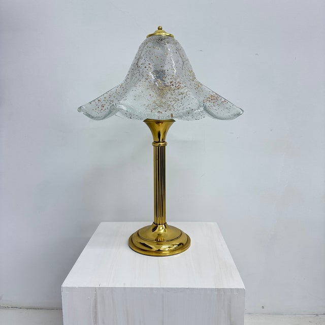 Mid-Century Glass Table Lamp with Golden Flakes, 1970s For Sale - Image 17 of 18