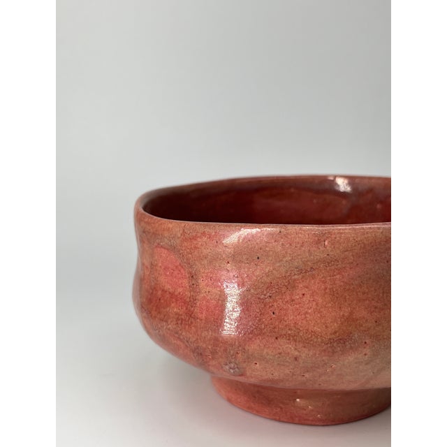 Vintage Japanese Aka-Raku Chawan With Original Wooden Box For Sale - Image 10 of 13