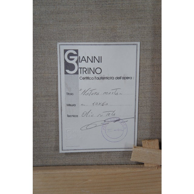 20th Century Italian Still Life Oil Painting Pitcher & Fruit Gilt Frame For Sale - Image 10 of 13