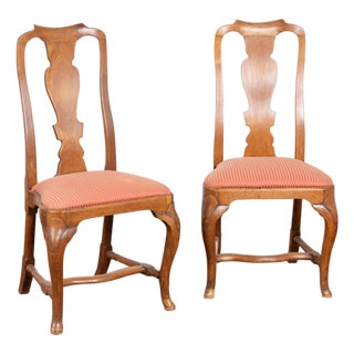 Pair, Late 18th Century Danish Oak Rococo Side Chairs For Sale