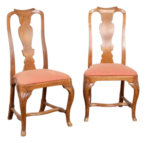 Pair, Late 18th Century Danish Oak Rococo Side Chairs