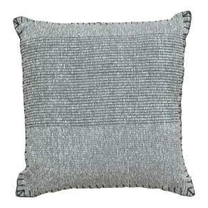 Contemporary Boho Chic Wool and Cotton Pillow in Gray