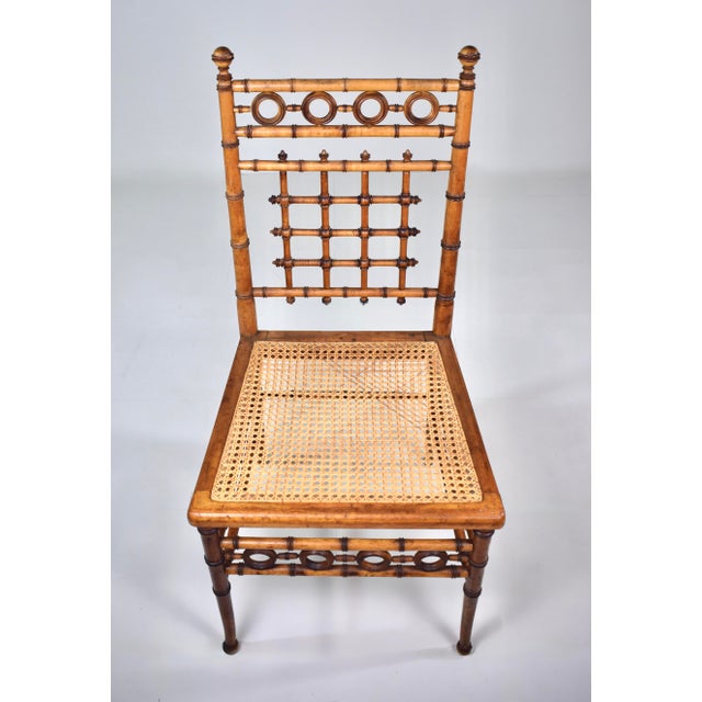 Bird's-Eye Maple Faux Bamboo Dressing Table and Chair by R J Horner & Co For Sale - Image 12 of 12