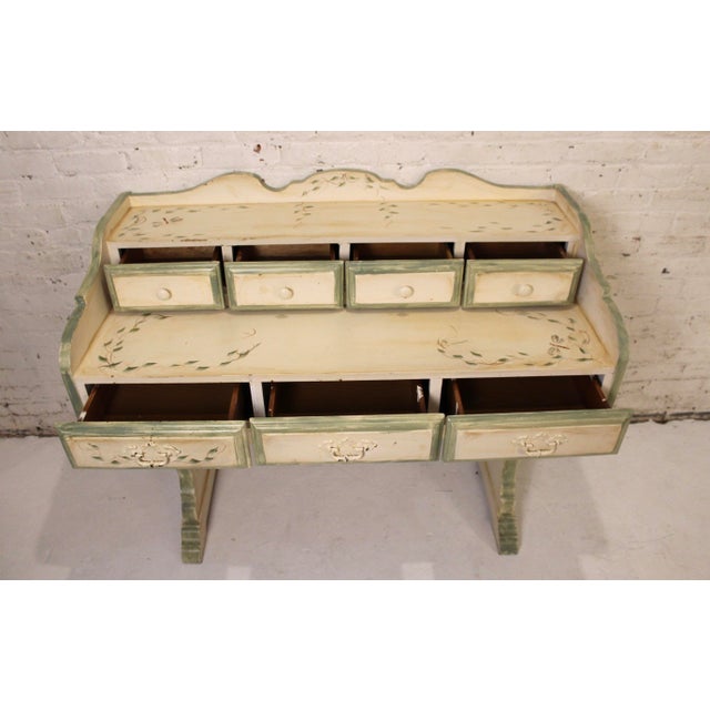 Mid 20th Century Antique Style Hand-Painted Desk With Dragonfly and Ivy Motifs For Sale - Image 4 of 16