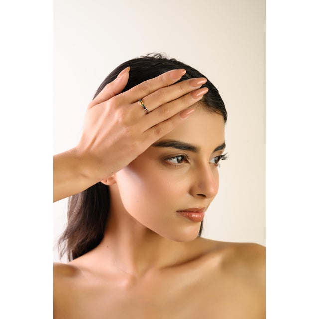 Natural Multi-Gemstone Five-Stone Ring in 14k Gold Jewelry for Mom Size 6.5 For Sale In New York - Image 6 of 16