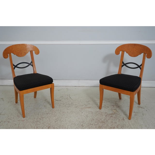 Set of 10 Baker Biedermeier Curly Maple Dining Room Chairs For Sale - Image 12 of 18